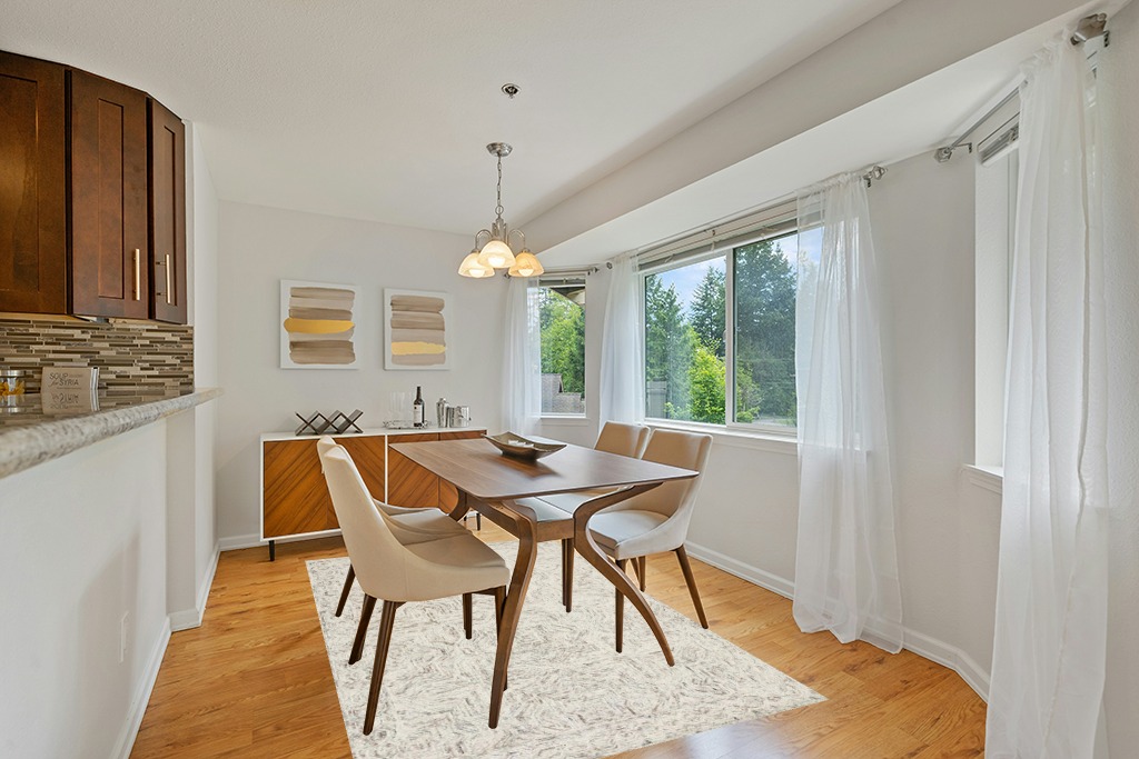 Loloi II Ziva Collection ZV-01 Neutral 5'-0" x 7'-6" Area Rug in Modern White Dining Room with Wooden Accents