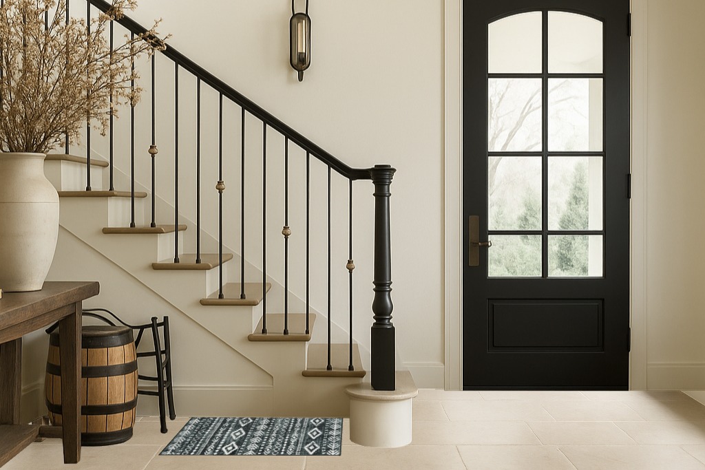 Lahome Farmhouse Moroccan Throw Rug, Washable 2x3 Small Entryway Non Slip Entry Low-Pile Front Door Rug, Rustic Tribal Black and White Kitchen Sink Rugs Sets Rubber Backing for Bathroom in Foyer with Stairs