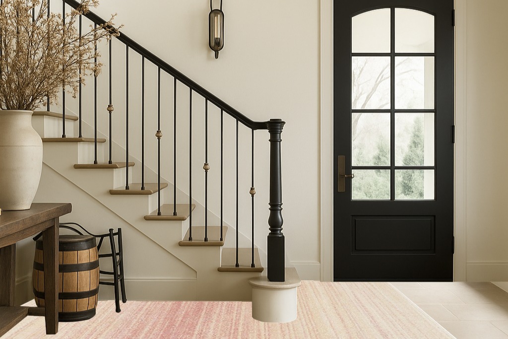 SAFAVIEH Adirondack Collection Area Rug - 9' x 12', Pink & Ivory, Modern Ombre Design, Non-Shedding & Easy Care, Ideal for High Traffic Areas in Living Room, Bedroom (ADR142U) in Foyer with Stairs