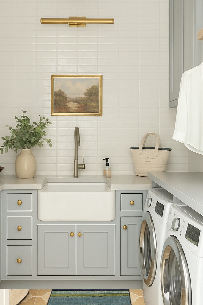 ‎Contemporary ‎Stain Resistant, Fade resistant, Durable, Washable Rug in Blue Laundry Room