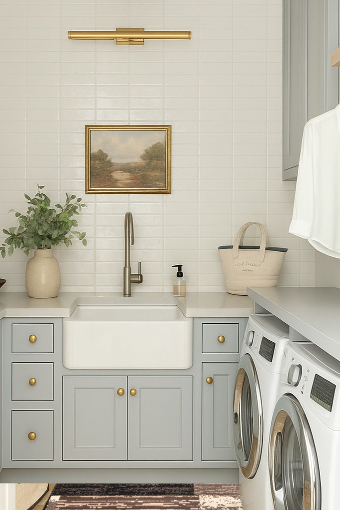 ‎Chocolate ‎Modern, Eclectic, Casual, Transitional ‎Cushioned ‎Area Rug in Blue Laundry Room