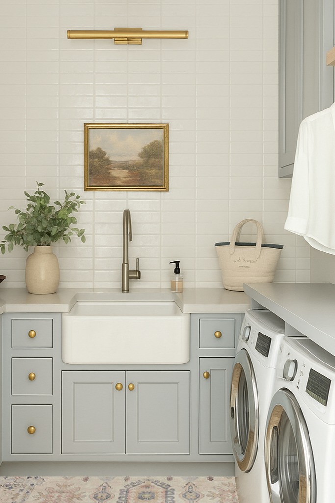 ‎Java / Multi ‎Traditional ‎Stitched Edge, Cotton Canvas Backing ‎Area Rug in Blue Laundry Room