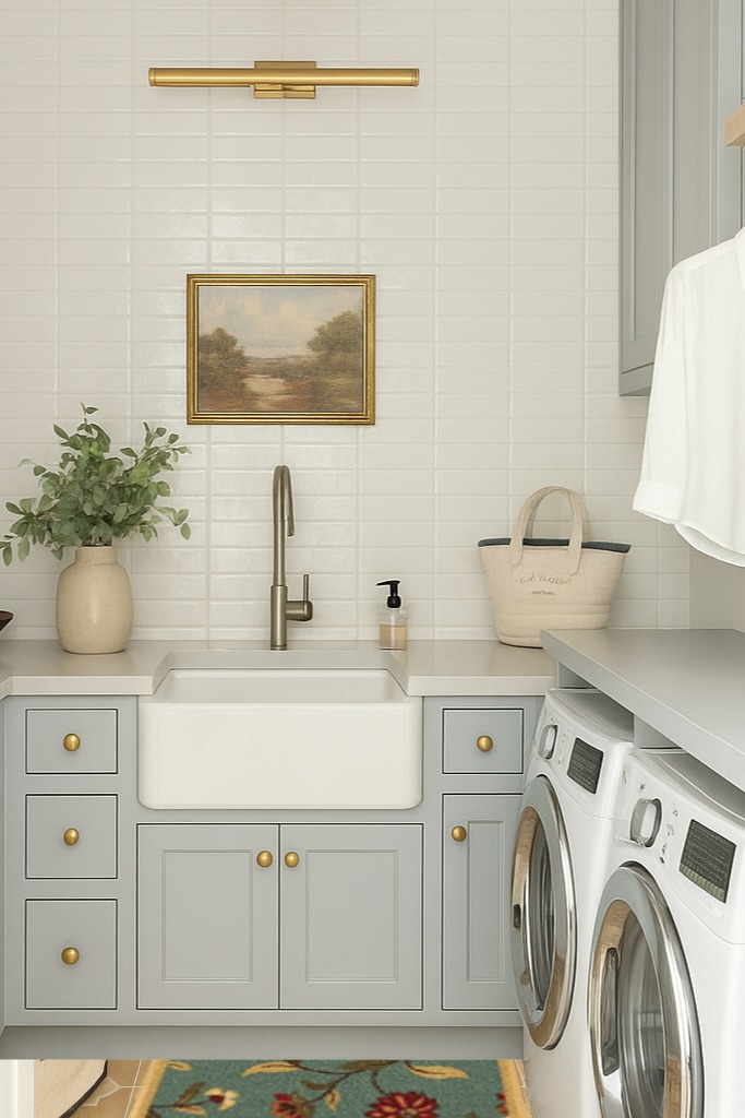 ‎Floral Seafoam ‎Contemporary ‎Non Slip ‎Laundry Room, Bathroom, Kitchen, Living Room, Hallway ‎Runner in Blue Laundry Room