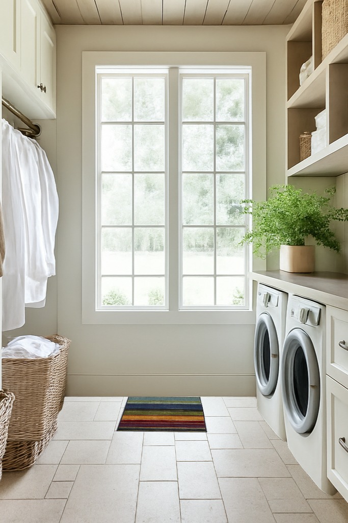 ‎Contemporary ‎Stain Resistant, Fade resistant, Durable, Washable Rug in Natural Laundry Room