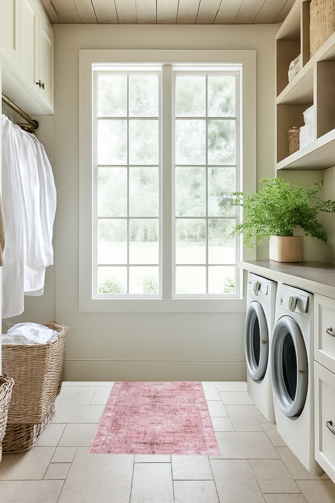 DECOMALL Runner Rug in Natural Laundry Room