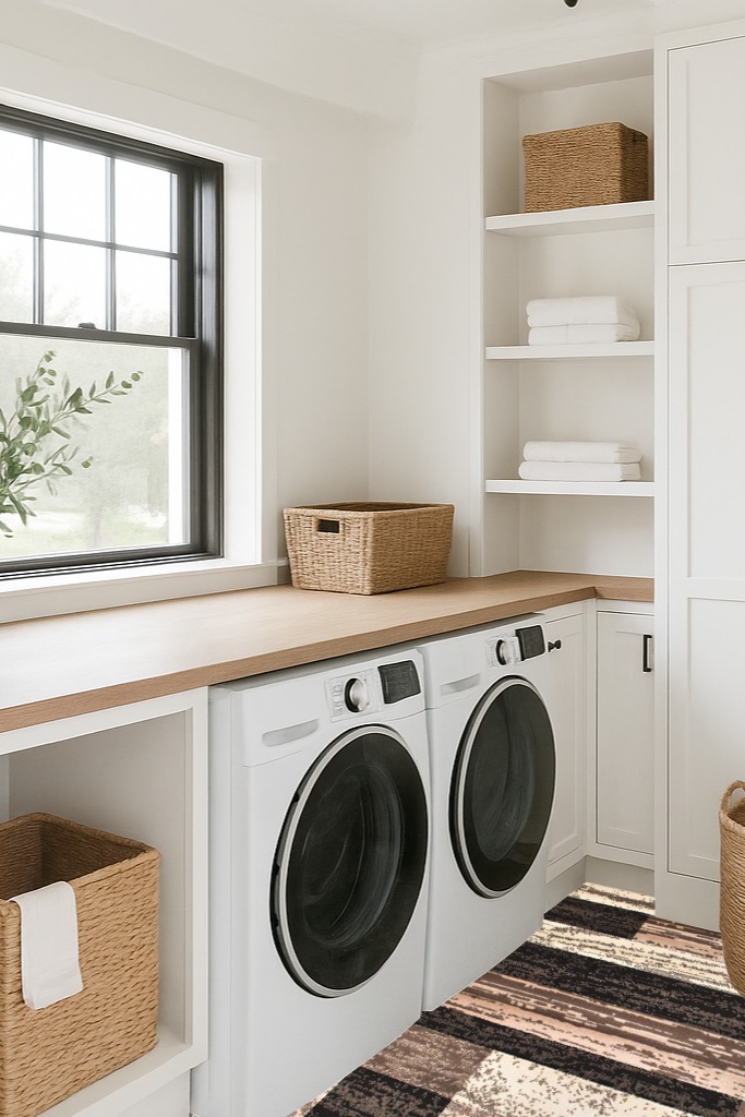 ‎Chocolate ‎Modern, Eclectic, Casual, Transitional ‎Cushioned ‎Area Rug in Traditional Laundry Room