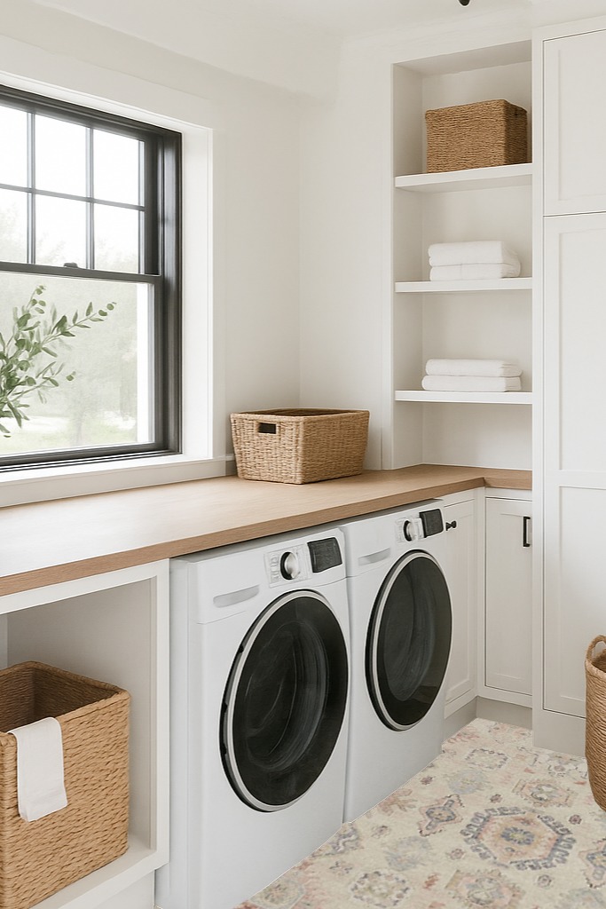 ‎Java / Multi ‎Traditional ‎Stitched Edge, Cotton Canvas Backing ‎Area Rug in Traditional Laundry Room