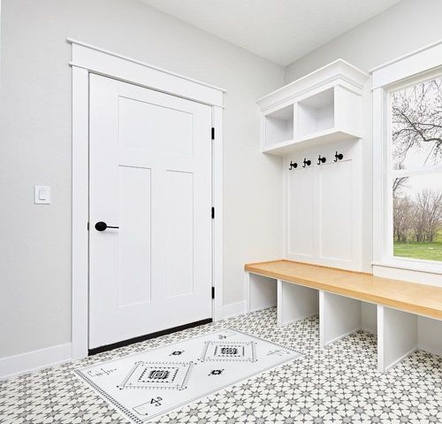 Lahome Washable Aztec Area Rug in White Modern Entryway