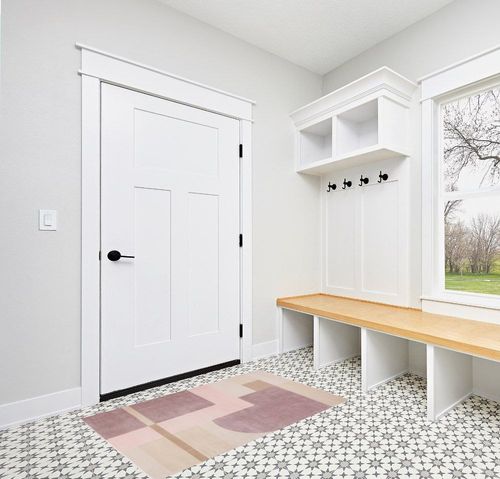 Aslin Geometric Pink/Light Purple Area Rug Wade Logan Rug Size: Rectangle 3' x 5' in White Modern Entryway