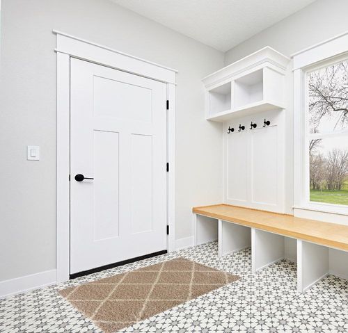 Reyer Geometric Beige/Ivory Area Rug George Oliver Rug Size: Rectangle 3' x 5' in White Modern Entryway