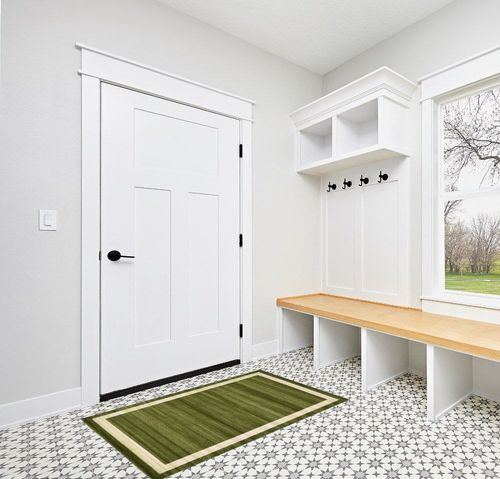 Songul Area Rug in Green Breakwater Bay Rug Size: Rectangle 3'3" x 5'3" in White Modern Entryway