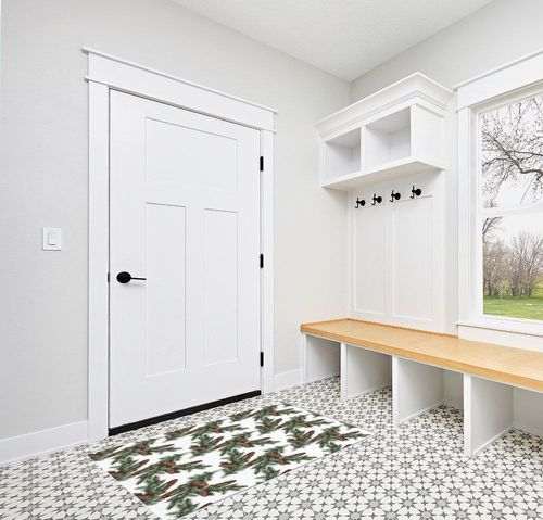 Area Rug 2x3 Feet, Christmas Pine Rug, Rugs for Living Room Decor Bedroom Decor Kids Room, Non-Slip Living Room Rugs, Comrft Carpet Washable Rug in White Modern Entryway