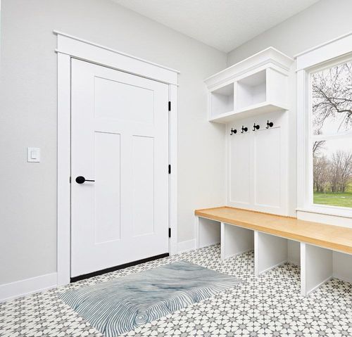 Dipesh Abstract Blue/White Area Rug Ebern Designs Rug Size: Rectangle 3' x 5' in White Modern Entryway