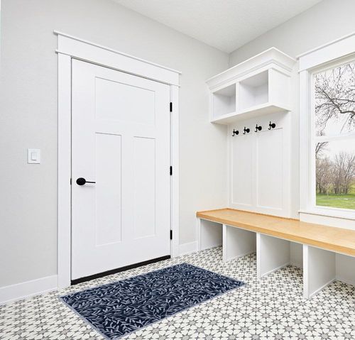 Safavieh Jardin Collection Accent Rug - 3' x 5', Navy & Ivory, Handmade Wool, Ideal for High Traffic Areas in Entryway, Living Room, Bedroom (JAR753N) in White Modern Entryway