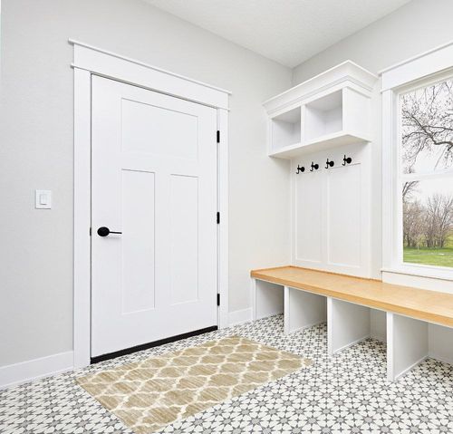 Lahome Moroccan Washable Living Room Carpet - 3x5 Area Rugs for Bedroom Aesthetic Non-Slip Throw Office Kitchen Rug Taupe Print Distressed Indoor Floor Carpet for Bathroom Laundry Room Dining Room in White Modern Entryway