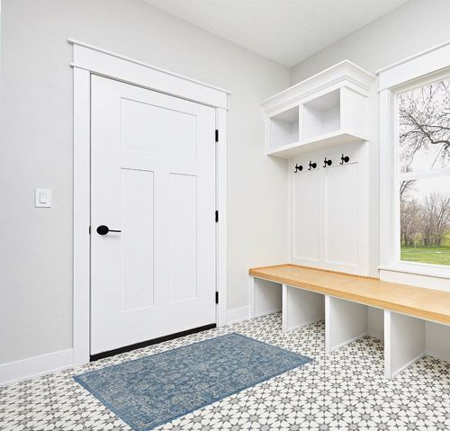 JONATHAN Y SMB100B-3 Tela Bohemian Textured Weave Floral Indoor/Outdoor Navy/Gray 3 ft. x 5 ft. Area-Rug, Coastal,Easy-Cleaning,HighTraffic,LivingRoom,Backyard, Non Shedding in White Modern Entryway