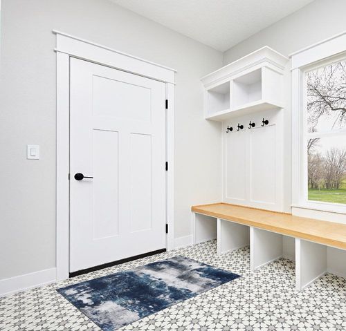 Area Rug Living Room Rugs: 3x5 Small Soft Bedroom Carpet Non Shedding Washable Abstract Modern Throw Accent Rug for Dining Room Home Office Kitchen Under Table Floor - Blue in White Modern Entryway