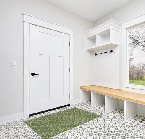 Brumlow Mills Harper Trellis Geometric Print Pattern Indoor Area Rug, Perfect for Living Room Decor, Dining, Kitchen Rug, Bedroom or Front Door Mat, 3'4" x 5', Green in White Modern Entryway