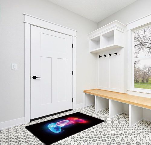 Gamer Area Rug, 59x39in Large 3D Controller Gaming Rug for Boys Room, Non-Slip Game Room Rug for Teens,Black Gaming Carpet for Kids Boys Girls Game Room Bedroom Living Room Playroom in White Modern Entryway
