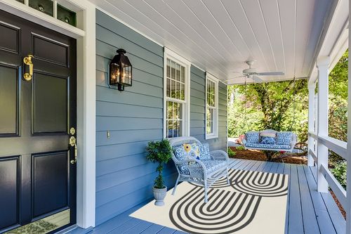 Black and White Washable Wool Area Rug 5x8 Minimalist Modern Abstract Rug for Livingroom Bedroom Diningroom Chic Boho Home Office Kitchen Floor Carpet in Light Blue Patio