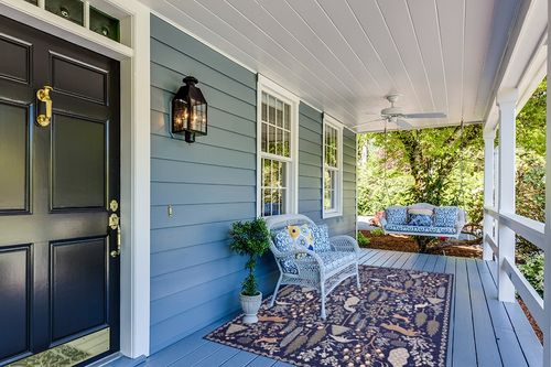 Loloi Rifle Paper Co. x Menagerie Navy 5'-0" x 7'-6" Area Rug in Light Blue Patio
