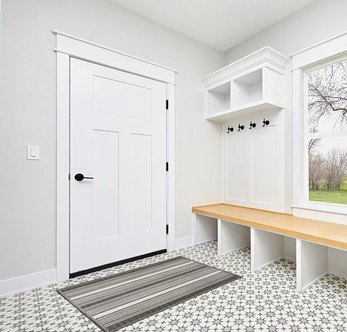 JONATHAN Y SMB202B-3 Haynes Modern Double Stripe Indoor Outdoor Farmhouse Transitional Area Rug,High Traffic,Kitchen,Living Room,Backyard,Non Shedding,3 X 5,Black/Cream in White Modern Entryway