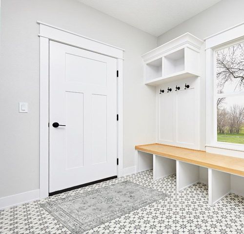Lahome Boho Floral Area Rug - 3x5 Grey Kitchen Rugs Machine Washable Entry Rug Boho Front Door Mat Printed Laundry Room Rugs, Soft Non Slip Bedroom Carpet for Living Room Foyer Bathroom Vanity in White Modern Entryway