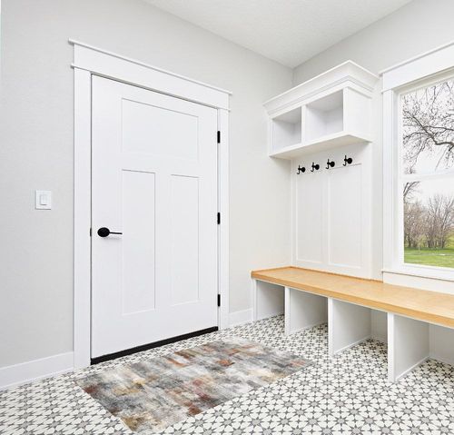 vivorug Washable Rug, Ultra Soft Area Rug 3x5, Non Slip Abstract Rug Foldable, Stain Resistant Rugs for Living Room Bedroom, Modern Fuzzy Rug (Gray/Rust, 3'x5') in White Modern Entryway