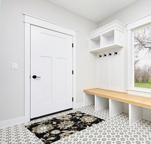 Lahome Floral Washable Living Room Area Rug - 3x5 Non-Slip Low-Pile Rugs for Entryway, Throw Small Stain Resistant Kitchen Rugs Soft Black Paisley Print Carpet for Office Bedroom Laundry Room Office in White Modern Entryway