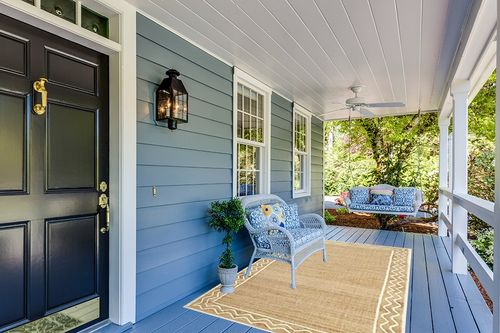 Erin Gates Orchard Border 5' x 8' Area Rugs with Natural ORCHAORC-1NAT5080 in Light Blue Patio