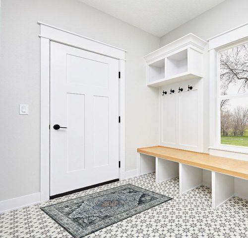 Lahome Oriental 3x5 Area Rug Washable, Non-Slip Soft Bathroom Rugs Black and White Medallion Bedroom Floor Carpet, Vintage Low-Profile Soft Entryway Throw Rug for Hallway Laundry Living Room in White Modern Entryway