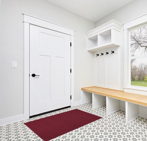 Garland Rug Town Square 3-Feet by 5-Feet Area Rug Chili Red in White Modern Entryway