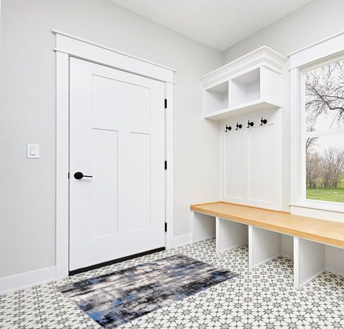 Rugshop Tralee Modern Abstract Stain Resistant Area Rug 3' 3" x 5' Blue in White Modern Entryway
