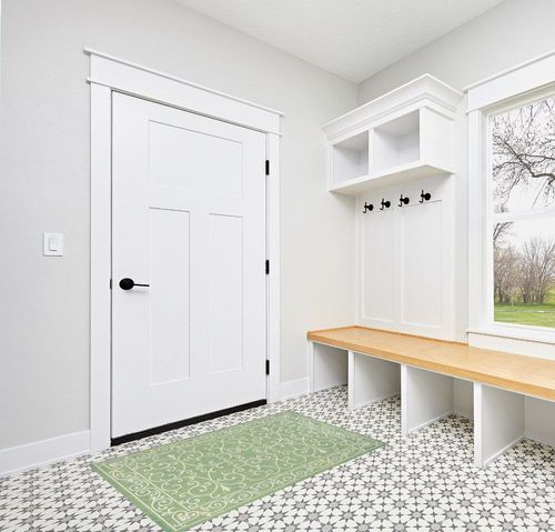Eyely BMS106K-3 Santa Monica Charleston Vintage Filigree Textured Weave Indoor/Outdoor Area Rug Classic, Bedroom, Kitchen, Backyard, Patio, Easy-Cleaning, Non-Shedding, 3 X 5, Green/Ivory in White Modern Entryway