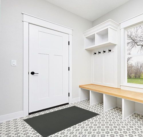 Garland Rug Town Square 3-Feet by 5-Feet Area Rug Cinder Gray in White Modern Entryway