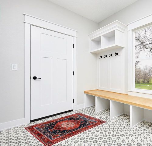 ULTSOFE Area Rug, 3x5 Feet Rug Vintage Rugs Throw Rugs for Bedroom Living Room Dining Room, Print Rug Retro Soft Floor Rugs, Non-Slip Non-Shedding Low-Pile Washable Carpet, Red in White Modern Entryway