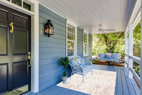 5' x 7' Ivory fluffy rug in Light Blue Patio