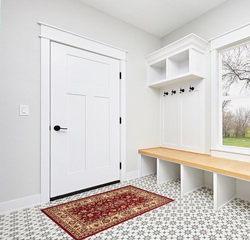 Unique Loom Sialk Hill Collection Area Rug - Washington (3' 3" x 5' 3" Rectangle Burgundy/Cream) in White Modern Entryway