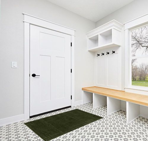 nuLOOM 3' x 5' SuperiorWash Indoor Area Rug, 100% Recycled PET, Machine Washable, Oeko-TEX Certified, Medium Pile, Pet-Friendly, Kailani Geometric Green in White Modern Entryway