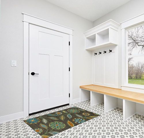 Maples Rugs Reggie Floral Runner Rug - Made in USA - Washable, Non Slip Mats for Kitchen, Hallway, and Laundry Room, 2'6" x 5', Multicolor in White Modern Entryway