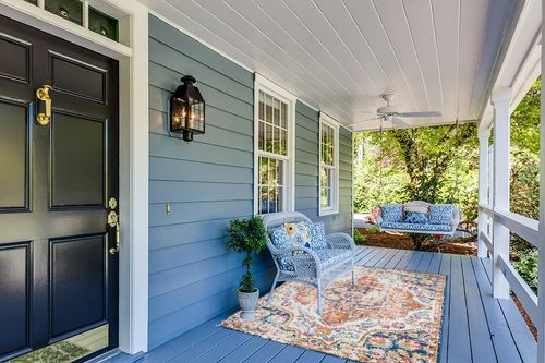 Bohemian Stain Resistant, Non Slip Area Rug in Light Blue Patio