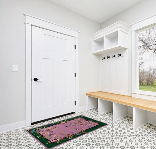 SAFAVIEH Metro Collection Area Rug - 3' x 5', Purple & Green, Floral Design, Handmade Wool, Ideal for The Living Room, Bedroom, Dining Room (MET725V-3) in White Modern Entryway