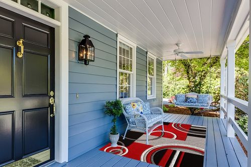 Red Modern Stain-resistant Living Room Area Rug in Light Blue Patio