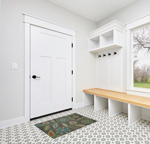 Multi Transitional Stain Resistant, Non Slip, Fade Resistant, Washable Kitchen Throw Rug in White Modern Entryway