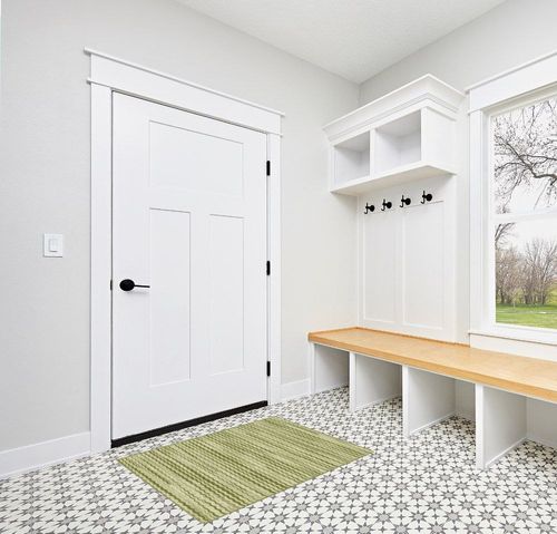 Flechia Chevron Tufted Green Area Rug Ebern Designs Rug Size: Rectangle 2'6" x 3'10" in White Modern Entryway