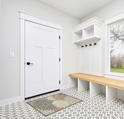 Nourison Aloha Indoor/Outdoor Natural 2'8" x 4' Area-Rug, Tropical, Botanical, Easy-Cleaning, Non Shedding, Bed Room, Living Room, Dining Room, Deck, Backyard, Patio (3x4) in White Modern Entryway