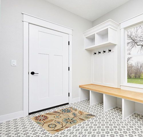 Maples Rugs Reggie Floral Kitchen Rug - Made in USA - Washable, Non Slip Throw Mats for Entryway and Foyer, 2'6 x 3'10, Beige in White Modern Entryway