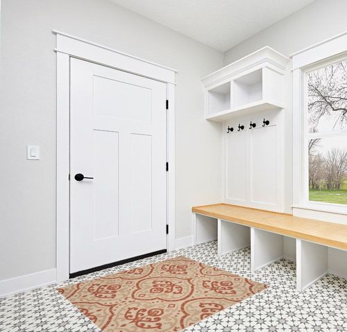 Safavieh Martha Stewart MSR4114-23112 4'0" x 5'7" Beige / Terracotta Area Rug in White Modern Entryway