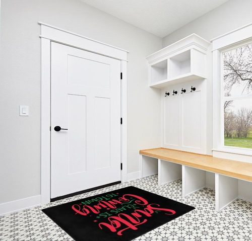 LIICHEES Santa is Coming to Town-Christmas Area Rug 63x48in Washable Rugs for Living Room Bedroom Large Rug Indoor Decorative Carpet Yoga Mat in White Modern Entryway