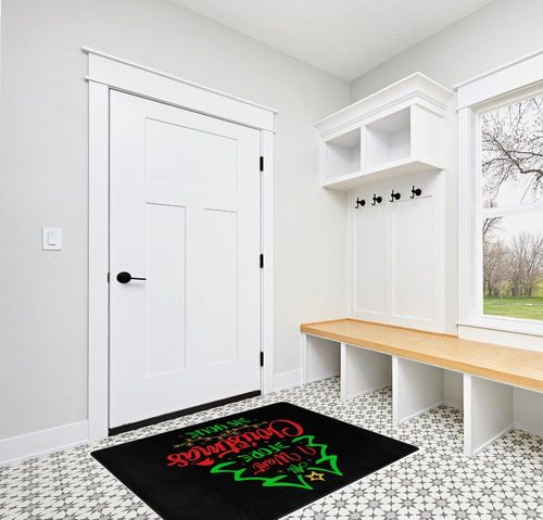 LIICHEES All I Want for Christmas is You Area Rug 63x48in Washable Rugs for Living Room Bedroom Large Rug Indoor Decorative Carpet Yoga Mat in White Modern Entryway